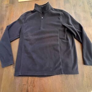 LANDS END M 10-12 black chest zip fleece pull on over